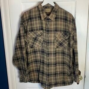 C.E. Schmidt Workwear Heavyweight Plaid Brown Flannel Shirt Shacket M-106 Sz XL